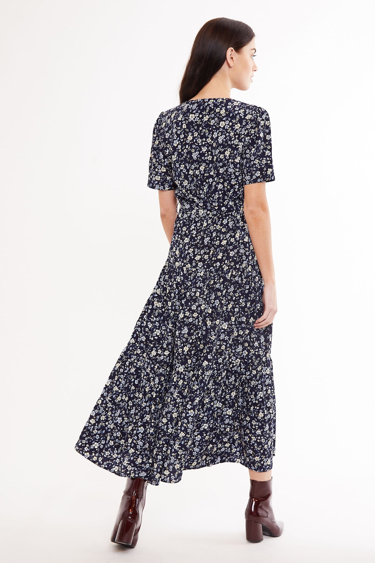 Louche Emin Country Rose Print Midi Tie Dress