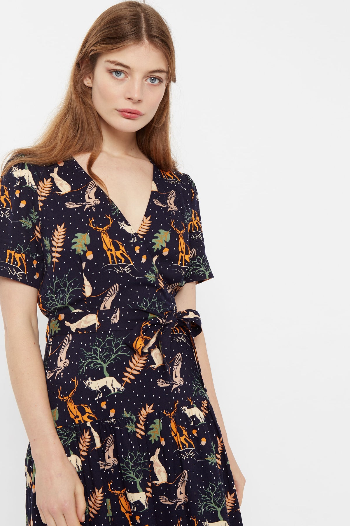 Louche Emin Secret Garden Print Tie Midi Dress