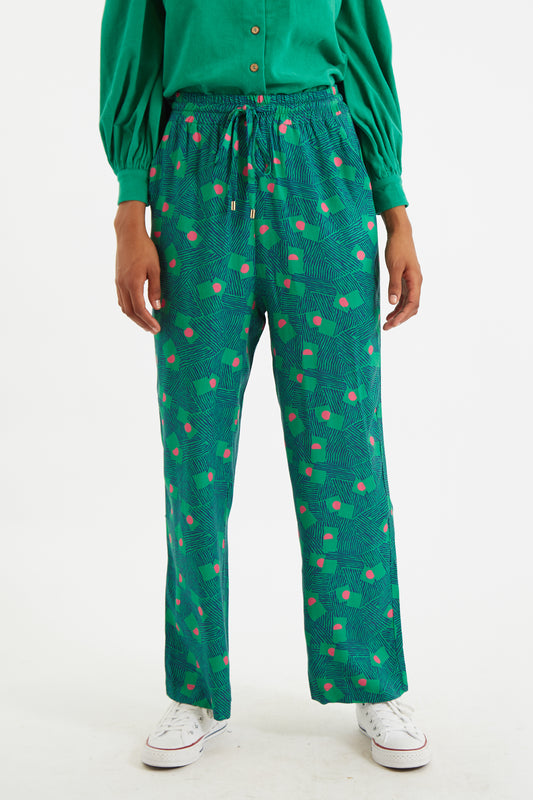 Emmanuelle Bauhaus Abstract Pyjama Style Trousers