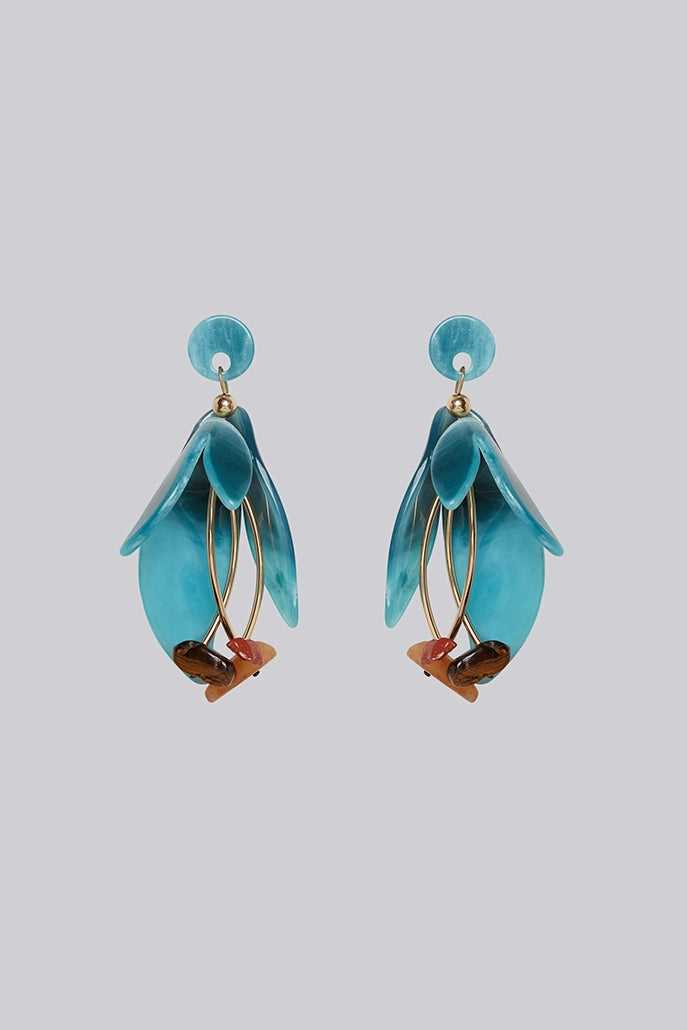 Elishia Sculptural Flower Drop Earrings