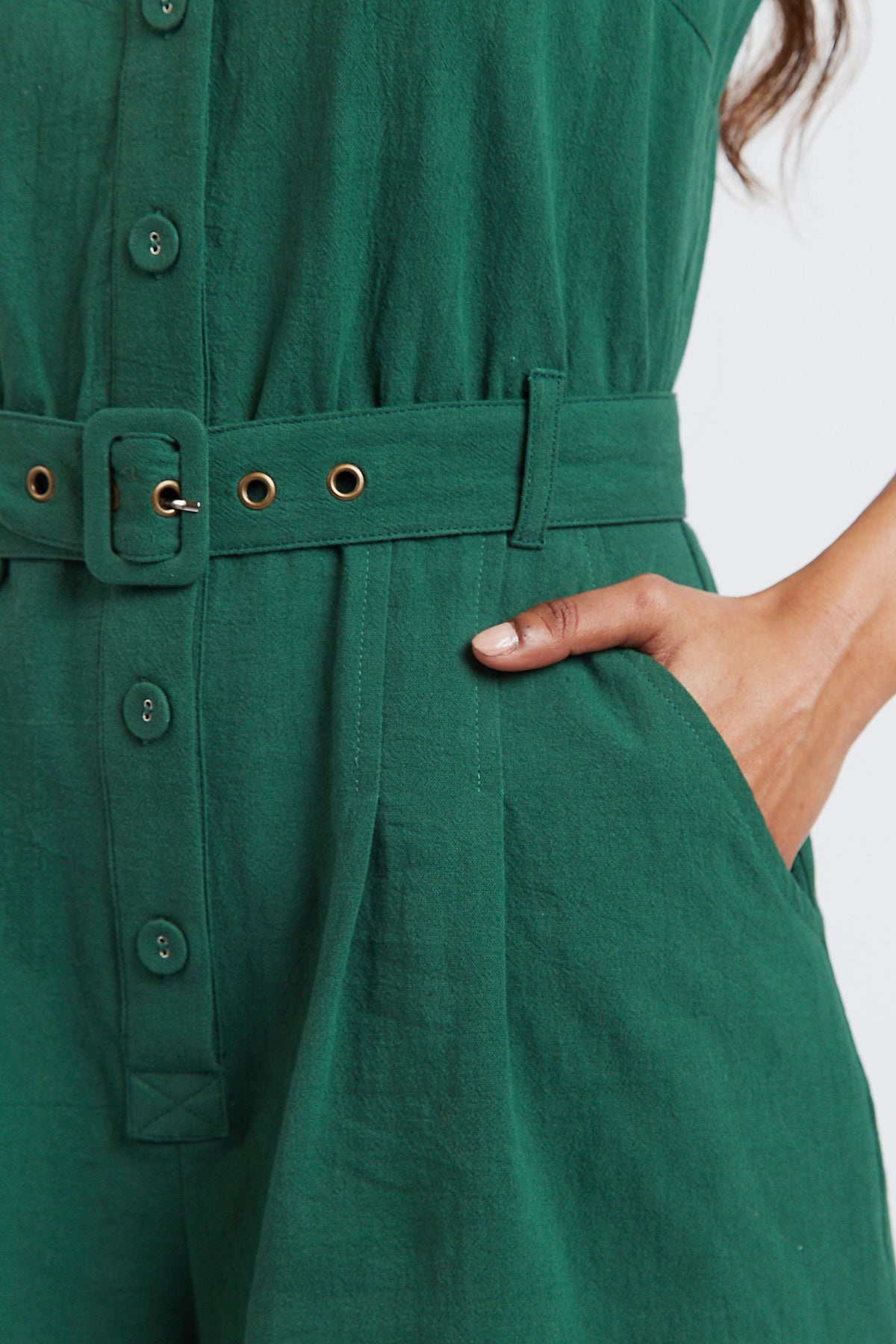 Francesca Belted Green Playsuit - Detail 2