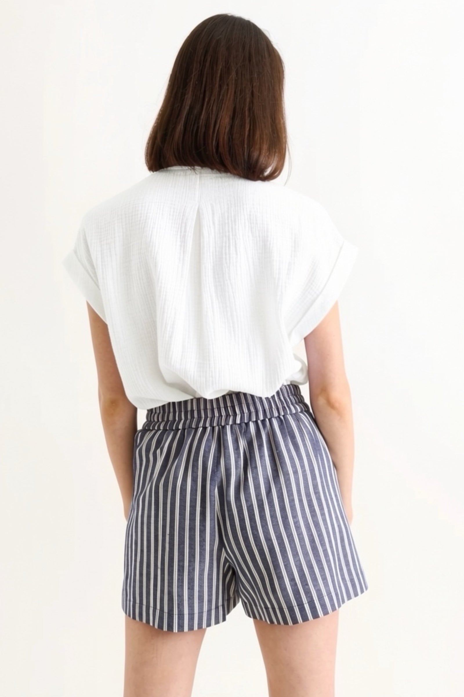 Hilton Ticking Stripe Shorts - Navy & White