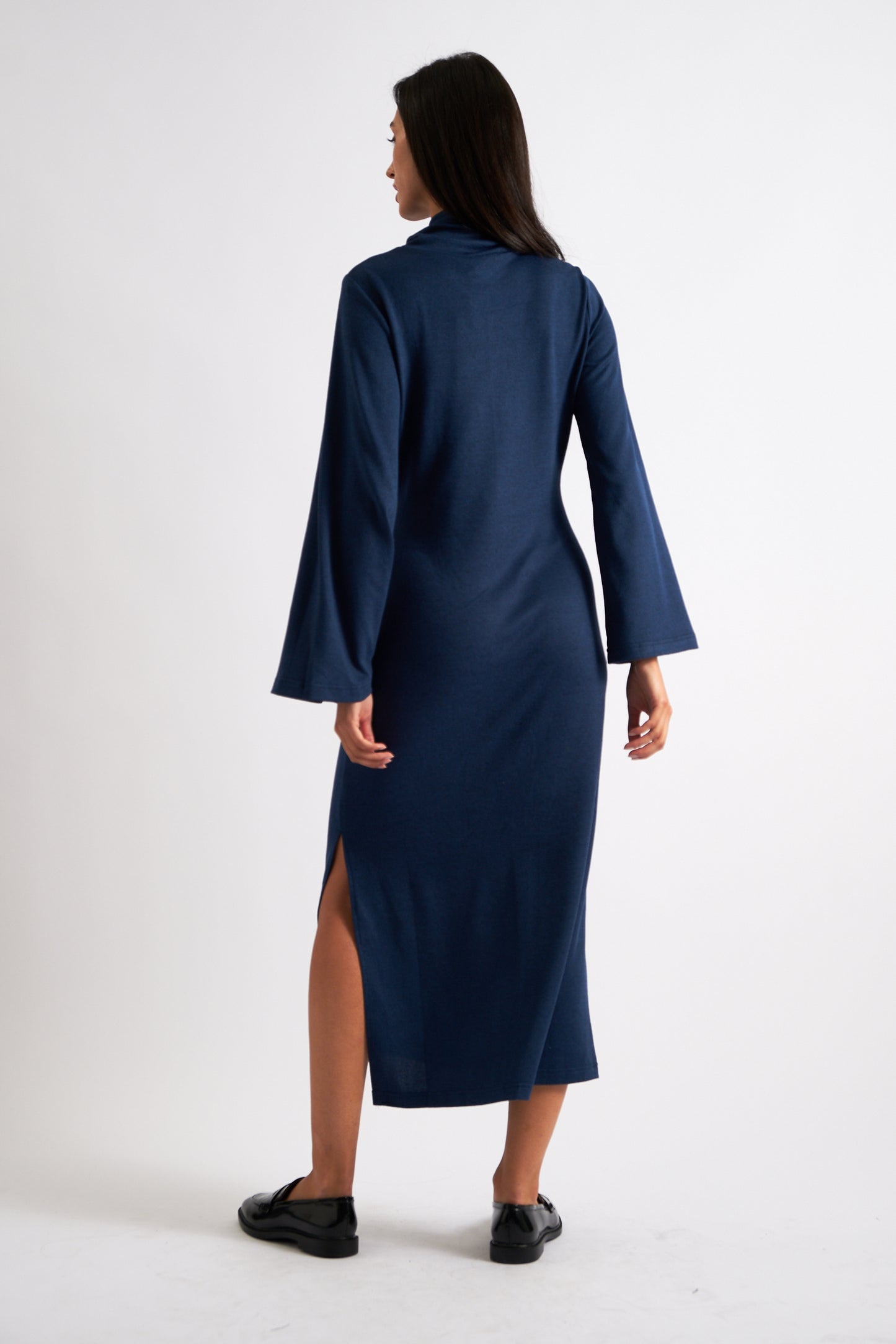 Gigi Brushed Marl Jersey Midi Dress - Navy