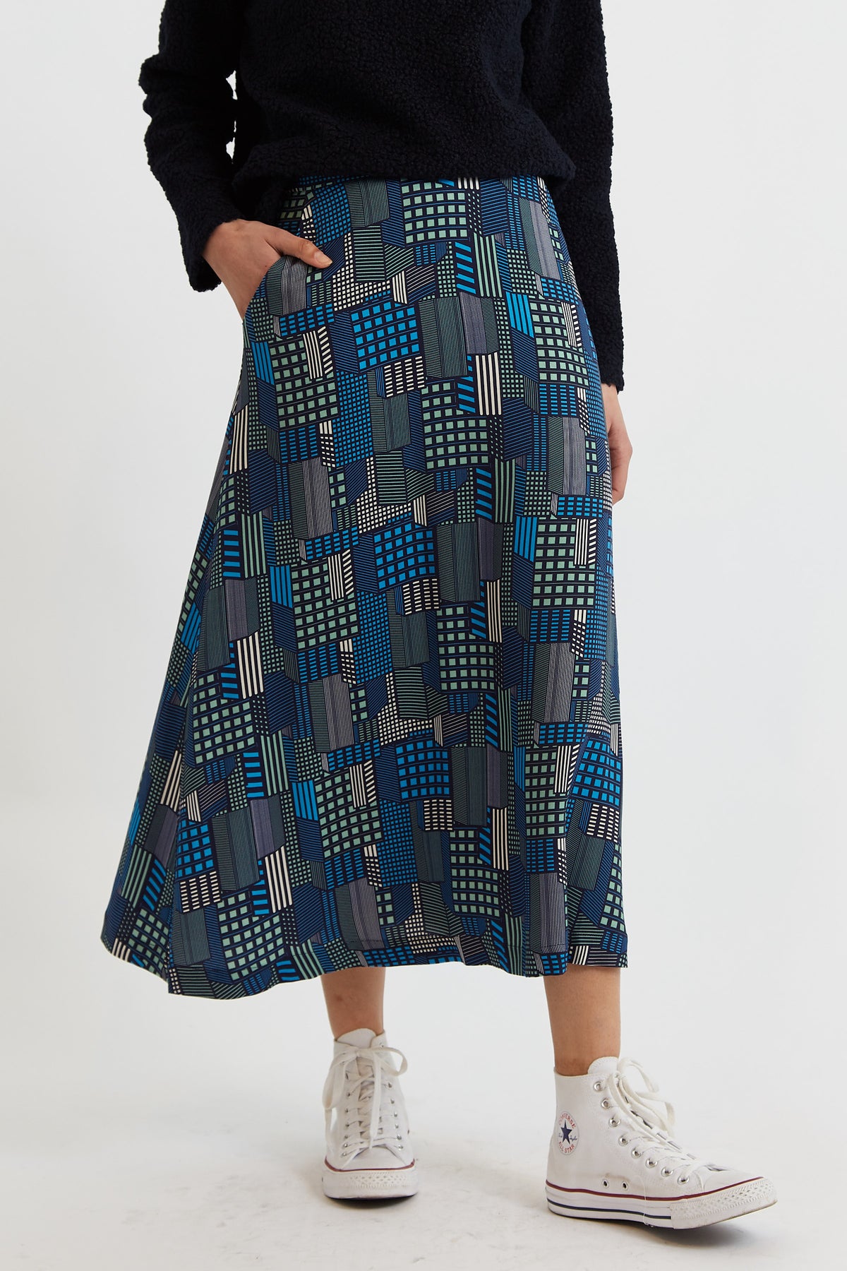 Gilford Geo City Print Midaxi Skirt - Front