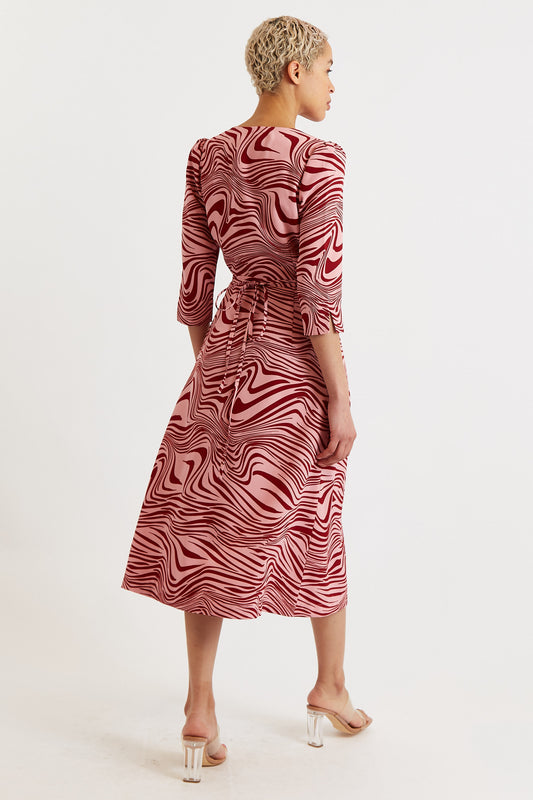 Haden Zebra Pop Print Midi Wrap Dress - Pink
