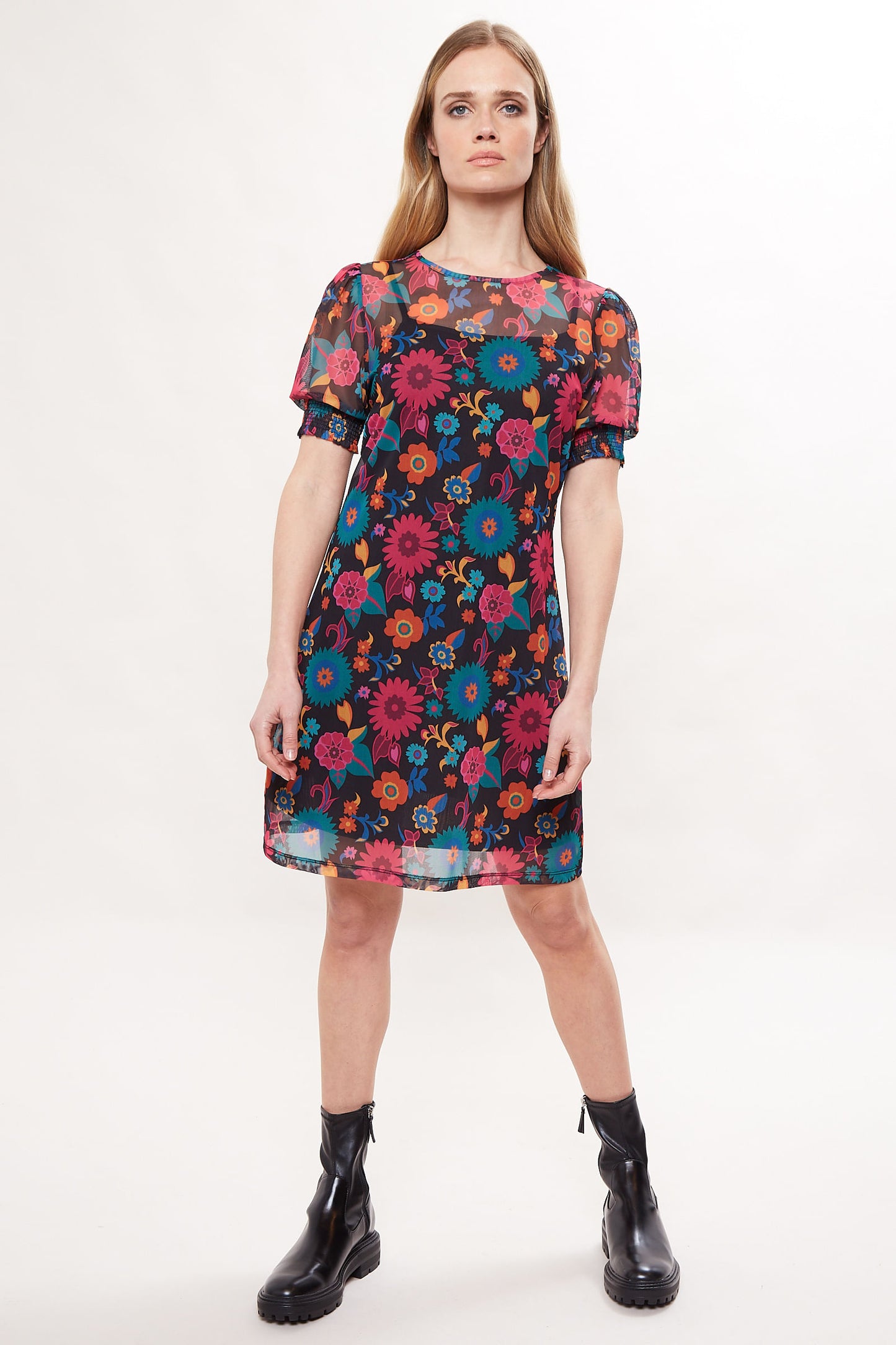 Louche Hettie 70'S Floral Print Mesh Mini Dress