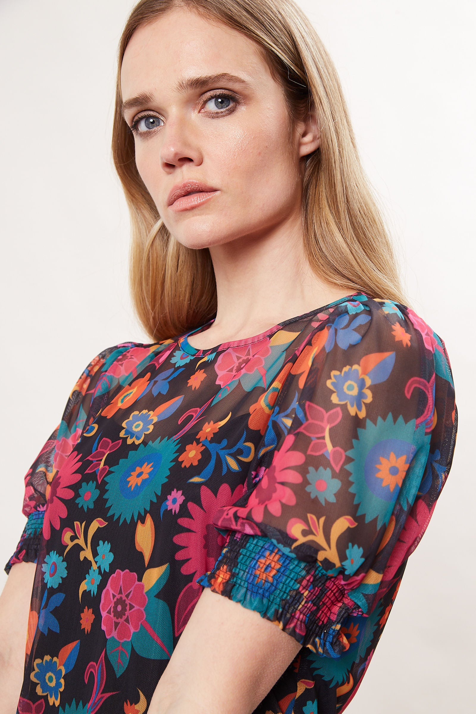 Louche Hettie 70'S Floral Print Mesh Mini Dress - Detail 1