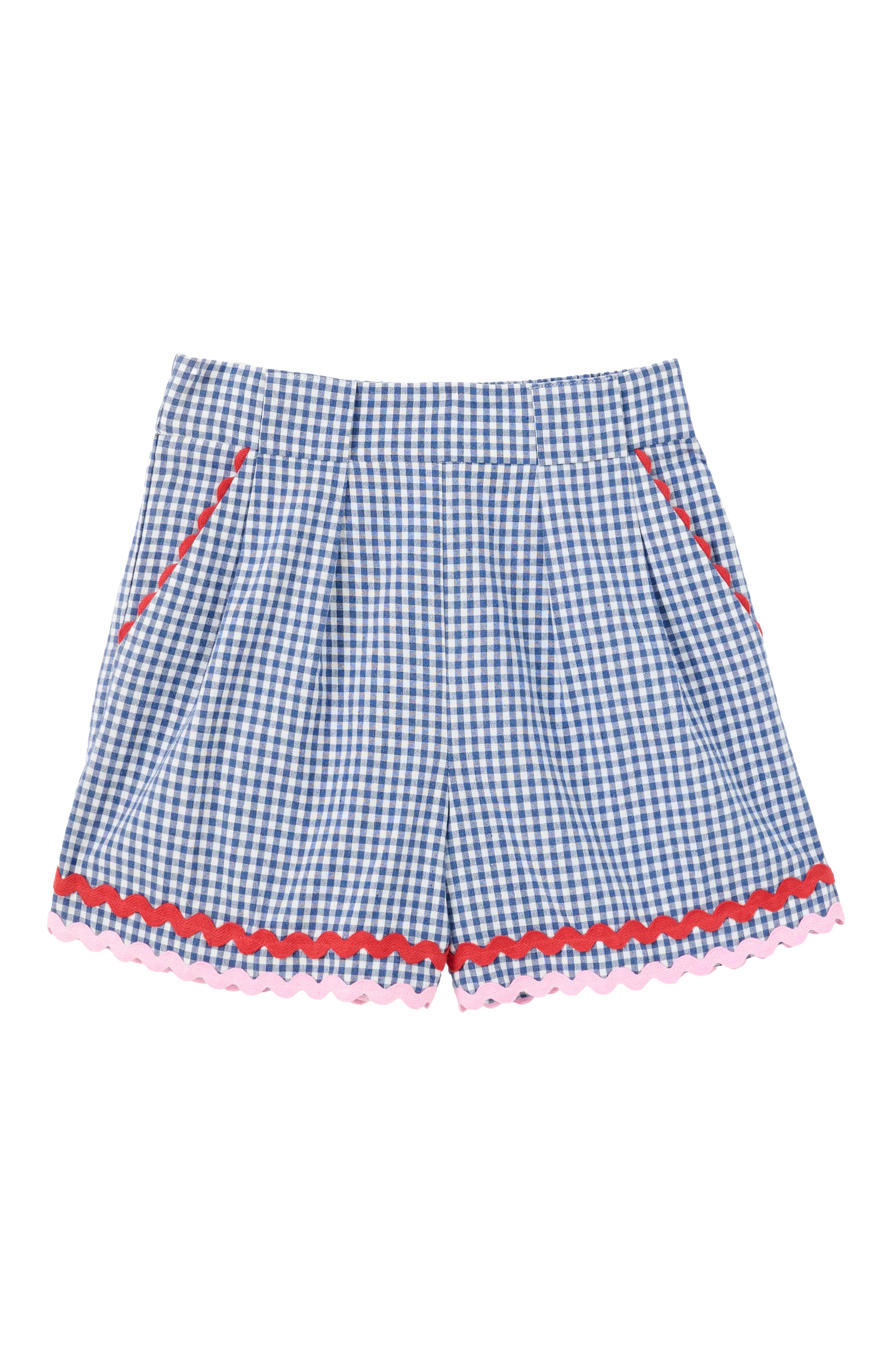Hilton Gingham Ric Rac Trim Shorts - Blue - Styled