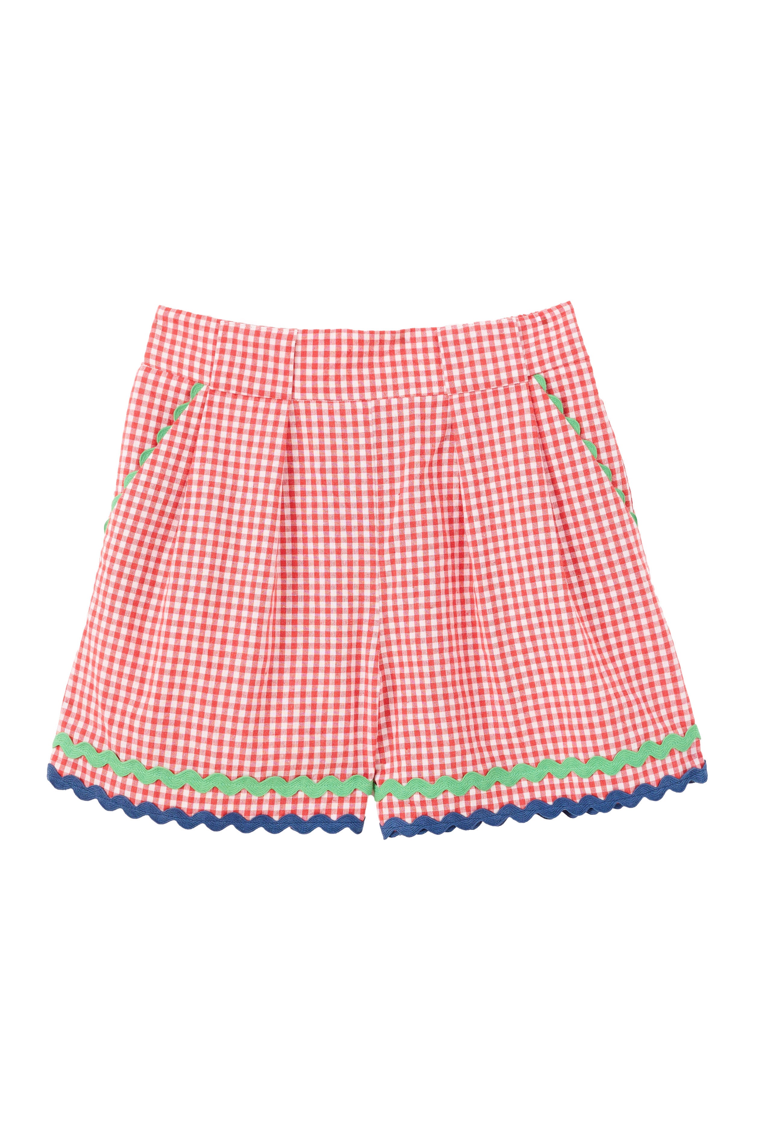 Hilton Gingham Ric Rac Trim Shorts - Red