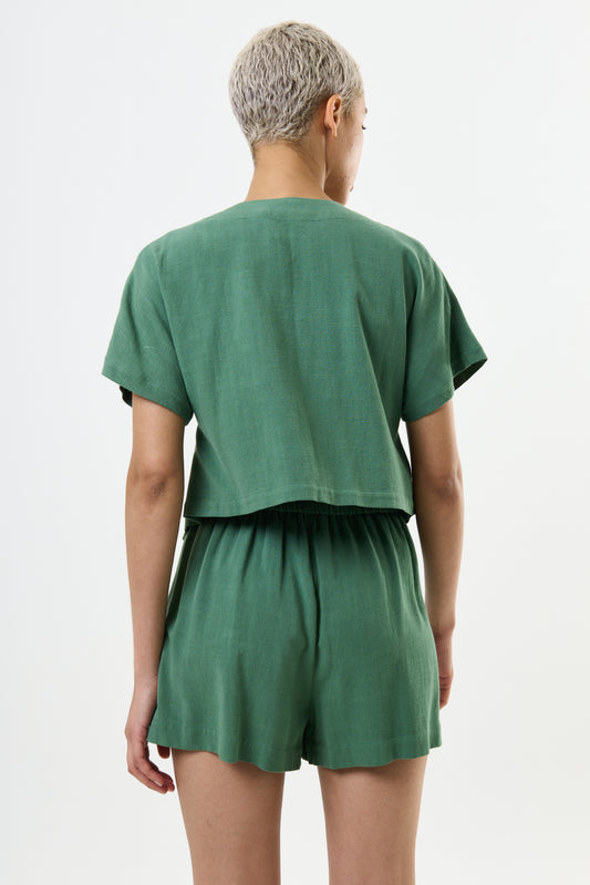 Hilton Linen Mix Shorts - Green