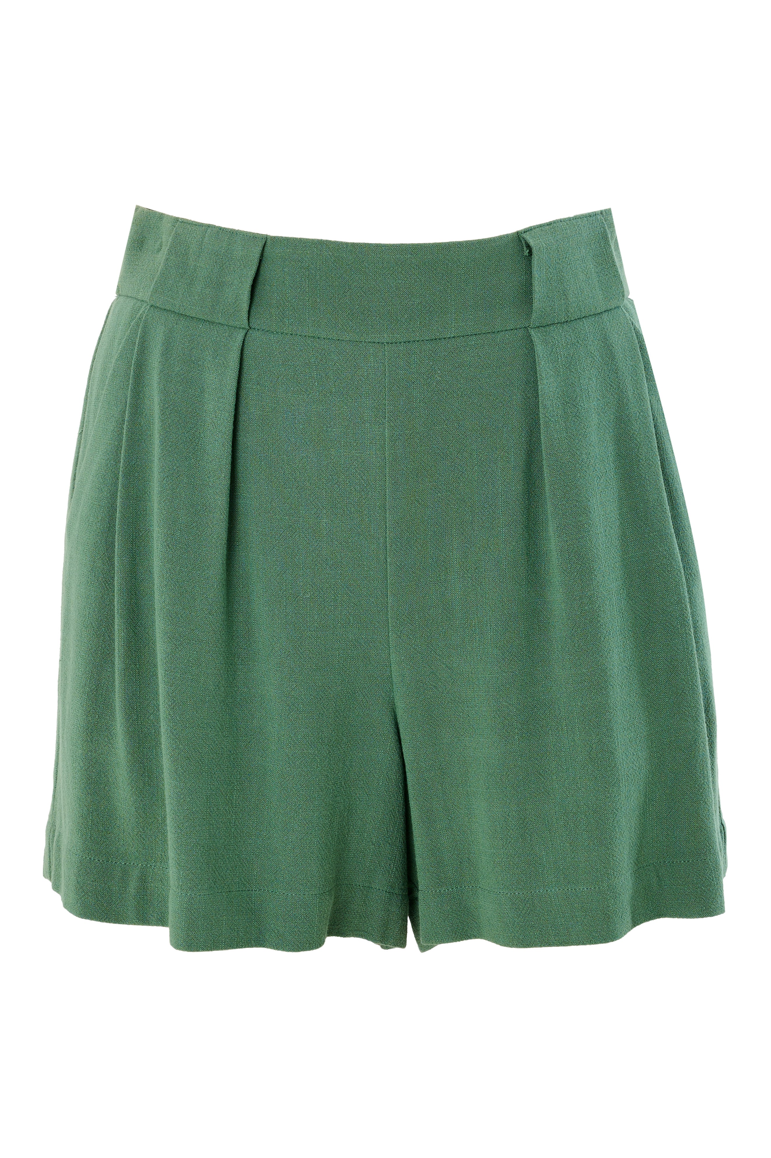 Hilton Linen Mix Shorts - Green - Styled
