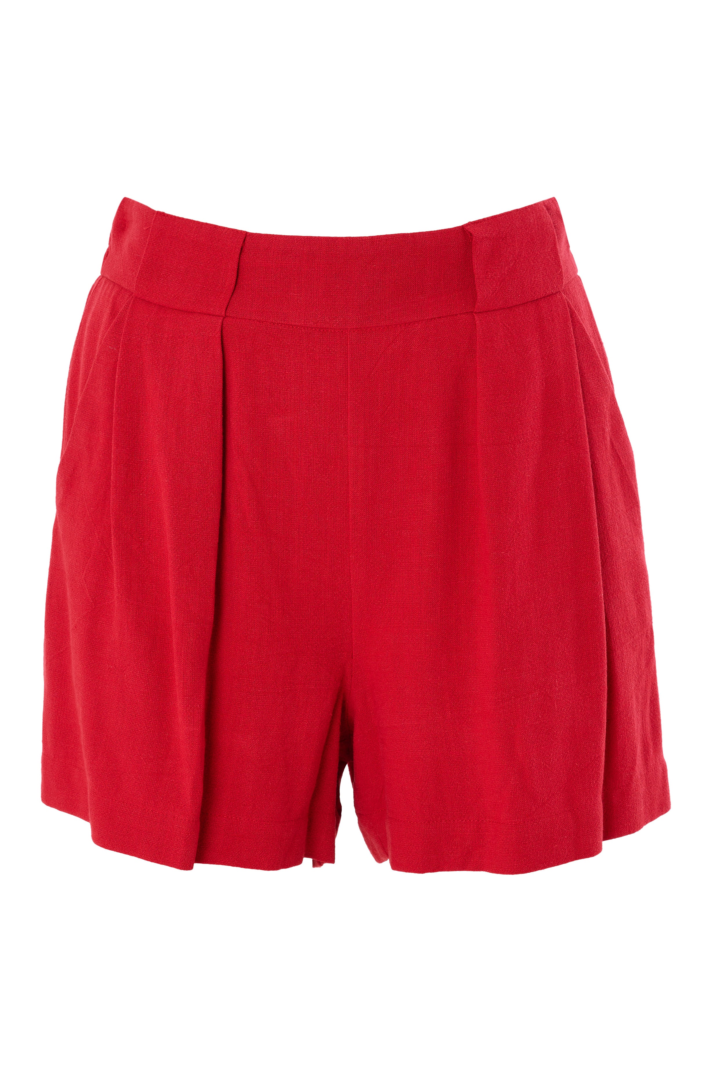 Hilton Linen Mix Shorts - Red - Styled