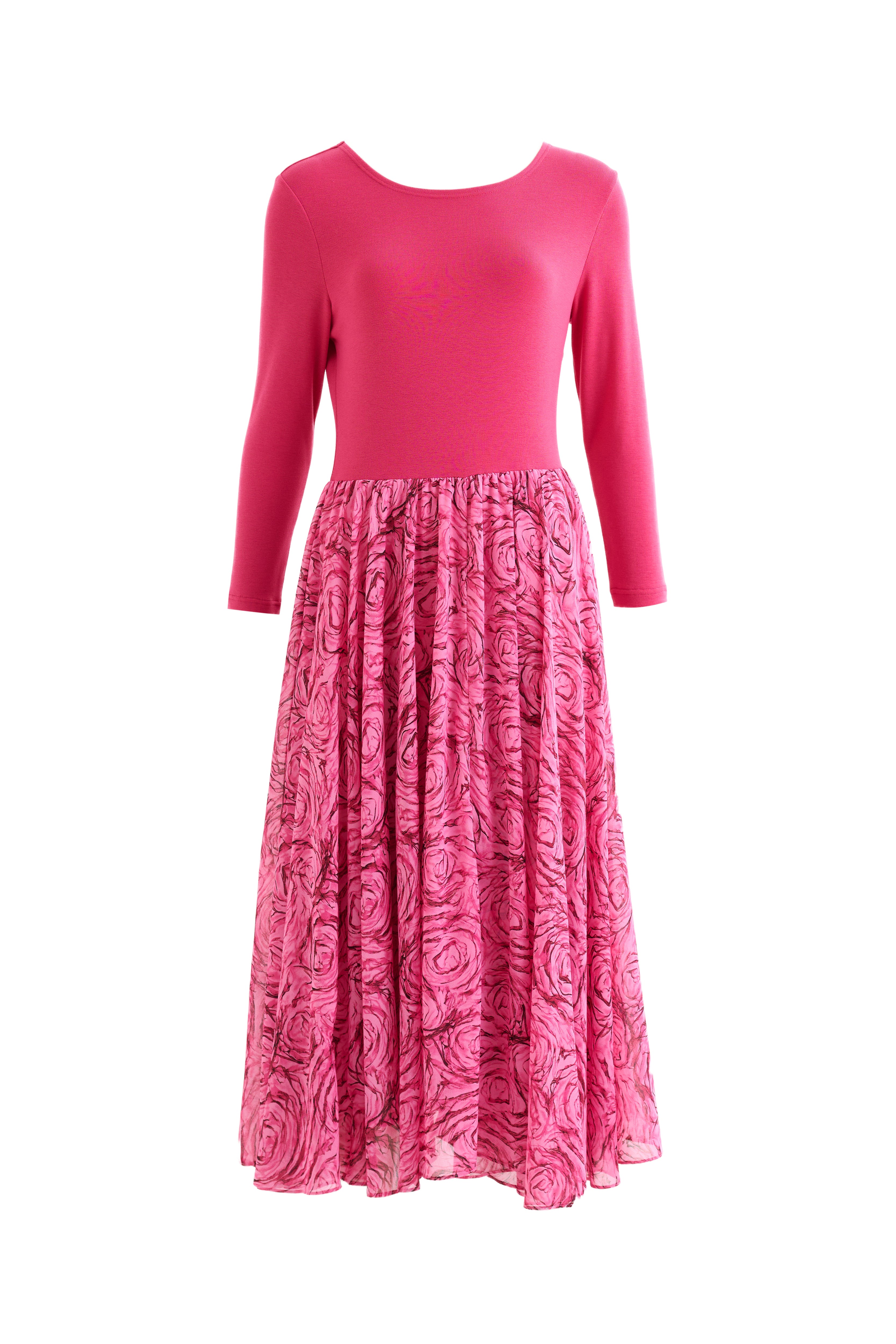 Huxley Rosechild Jersey Top Circle Skirt Midi Dress - Pink - Styled
