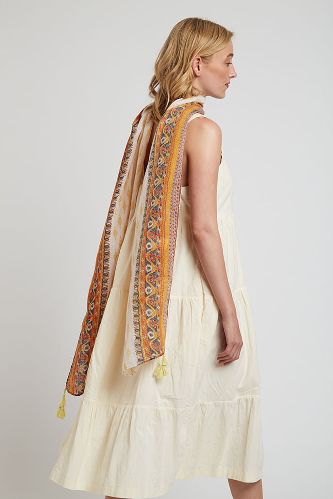 Hadlet Mustard Border Boho Scarf