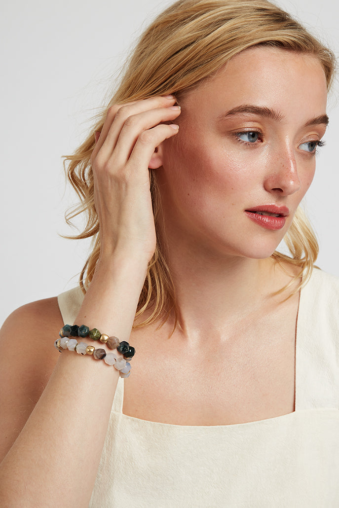 Louche Hope Natural Agate Bracelets - Green