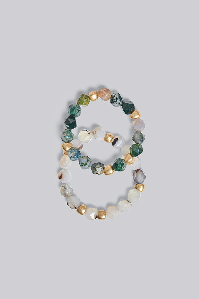 Louche Hope Natural Agate Bracelets - Green