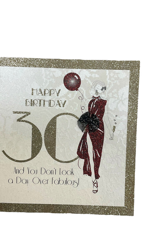 Happy 30th Birthday Glitter Card