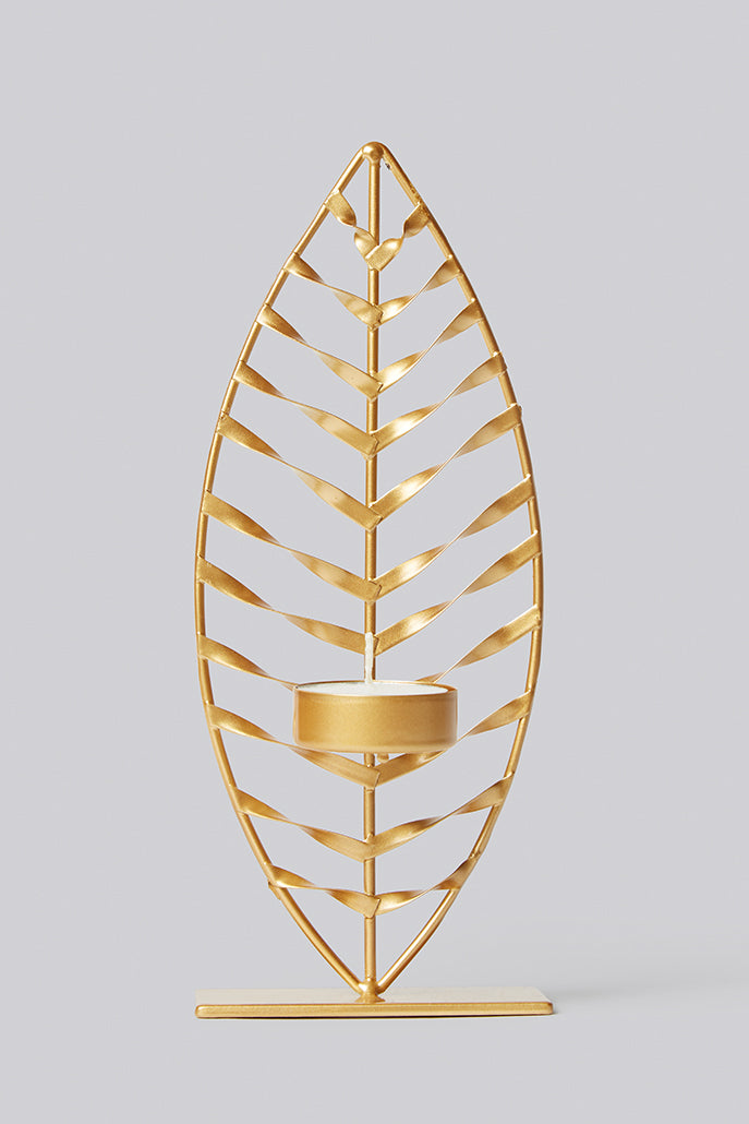 Gold Leaf Tea Light Holder - Styled