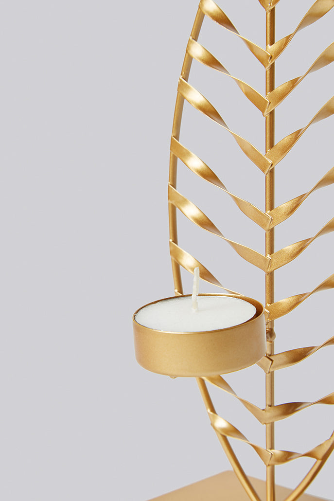 Gold Leaf Tea Light Holder - Detail 1