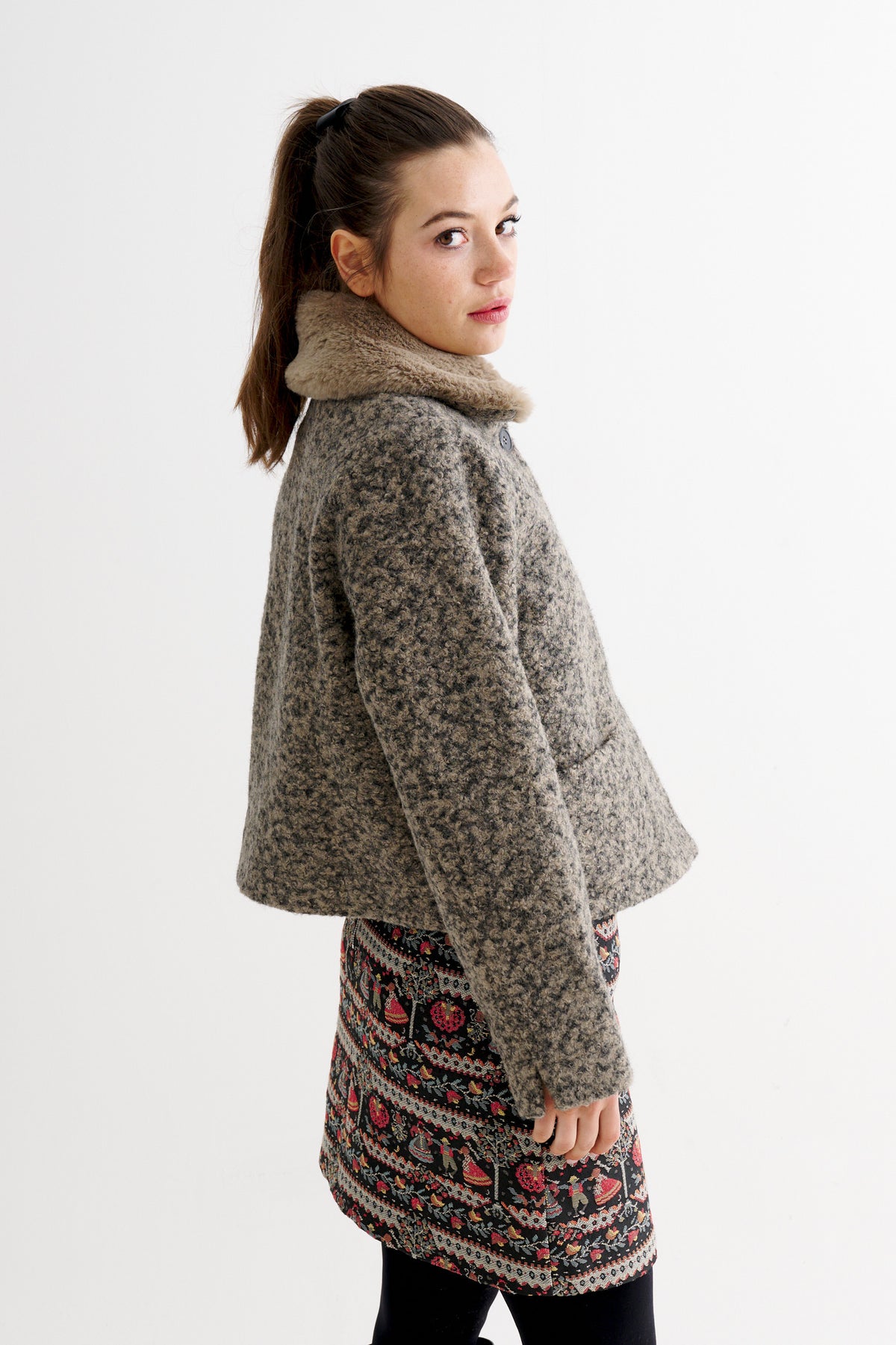 Apple Boucle Jacket - Biscuit
