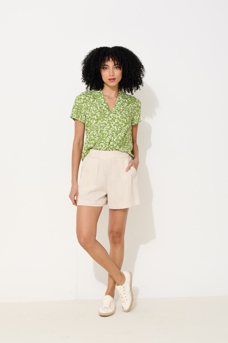 Hilton Linen Mix Shorts - Natural