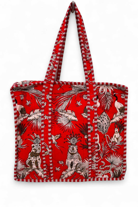 Mythical Jungle Quilted Large Tote Bag