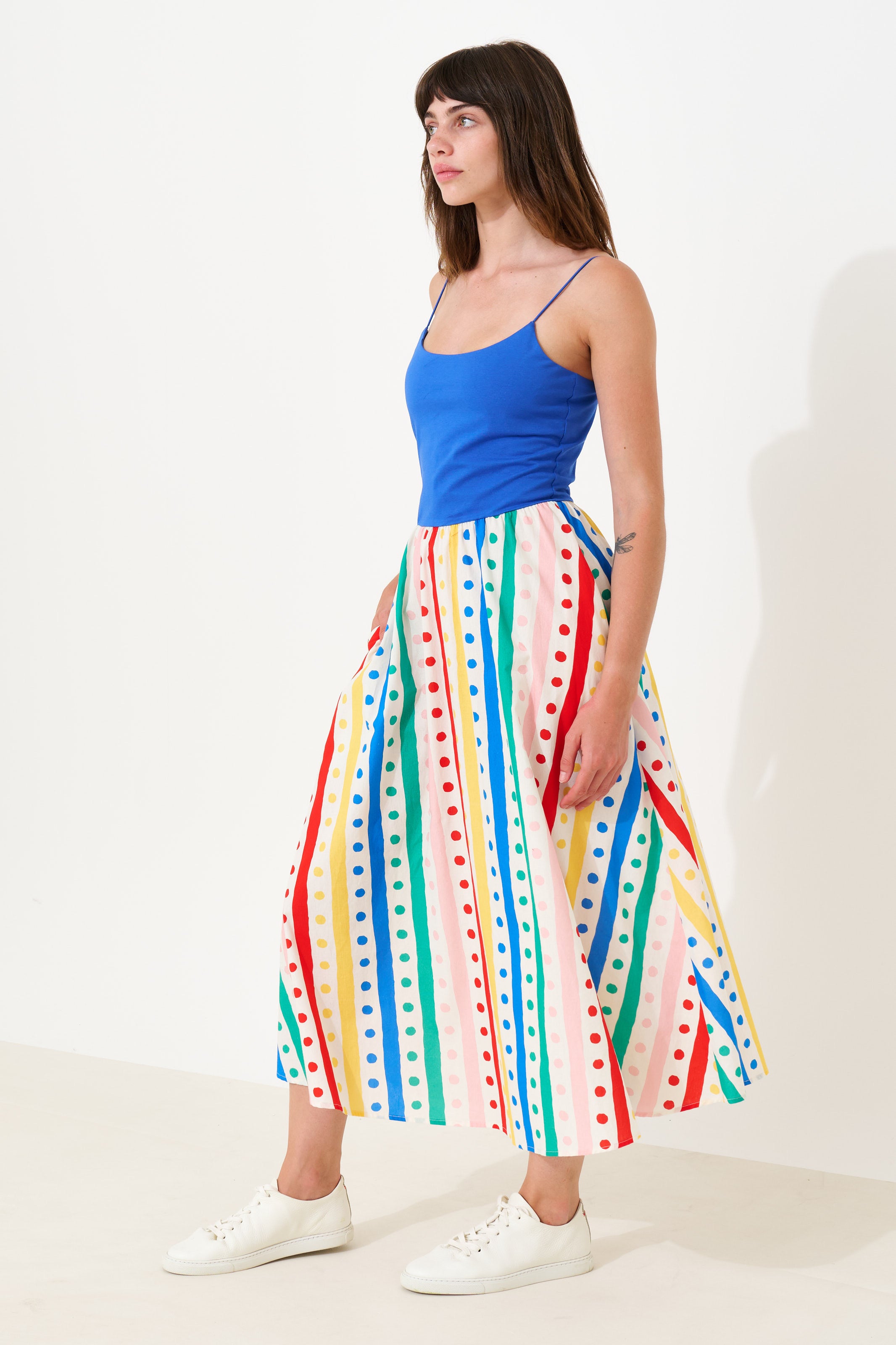 Soumia Spots And Stripes Strappy Jersey Top Maxi Dress