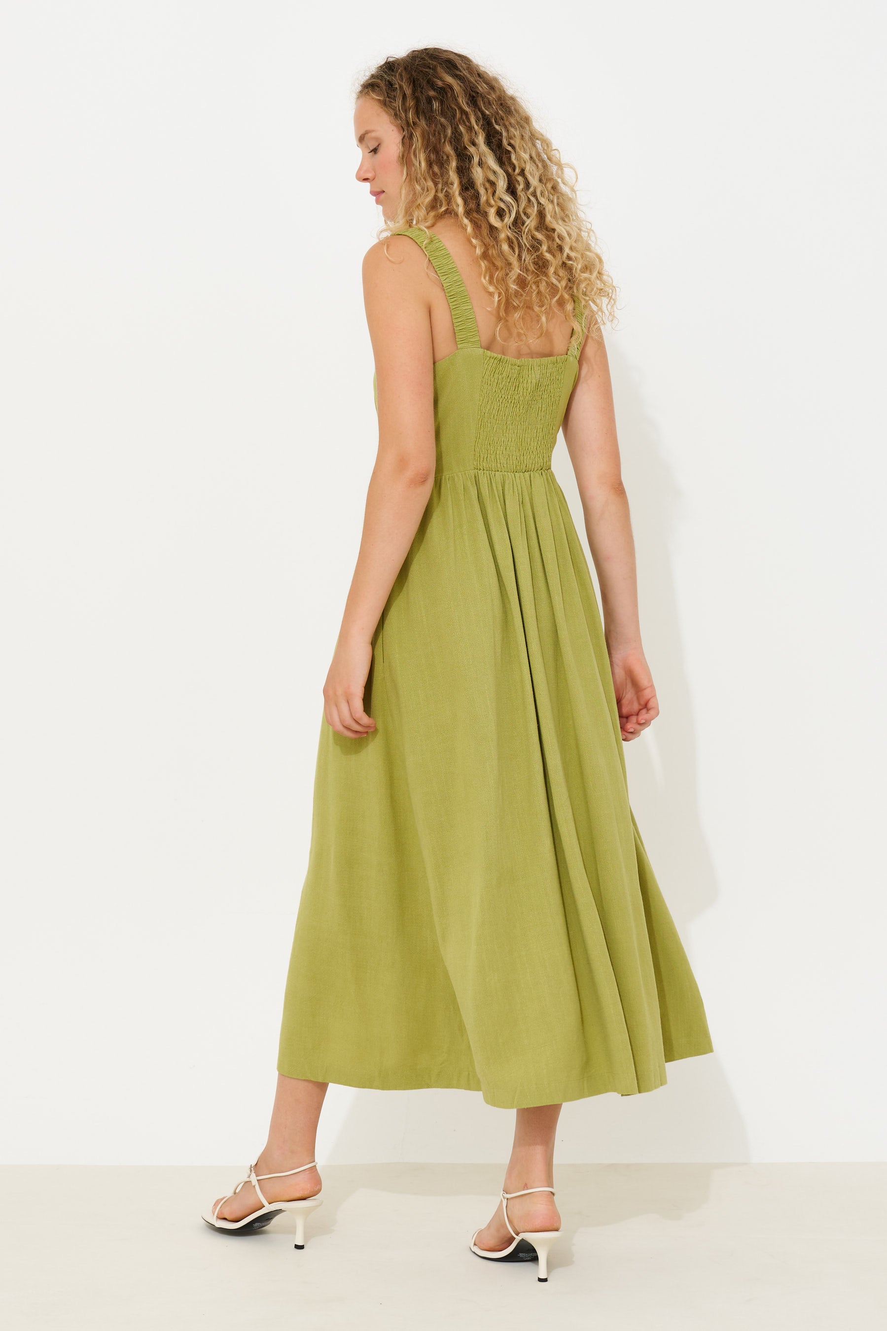 Clover Linen Mix Sundress - Avocado