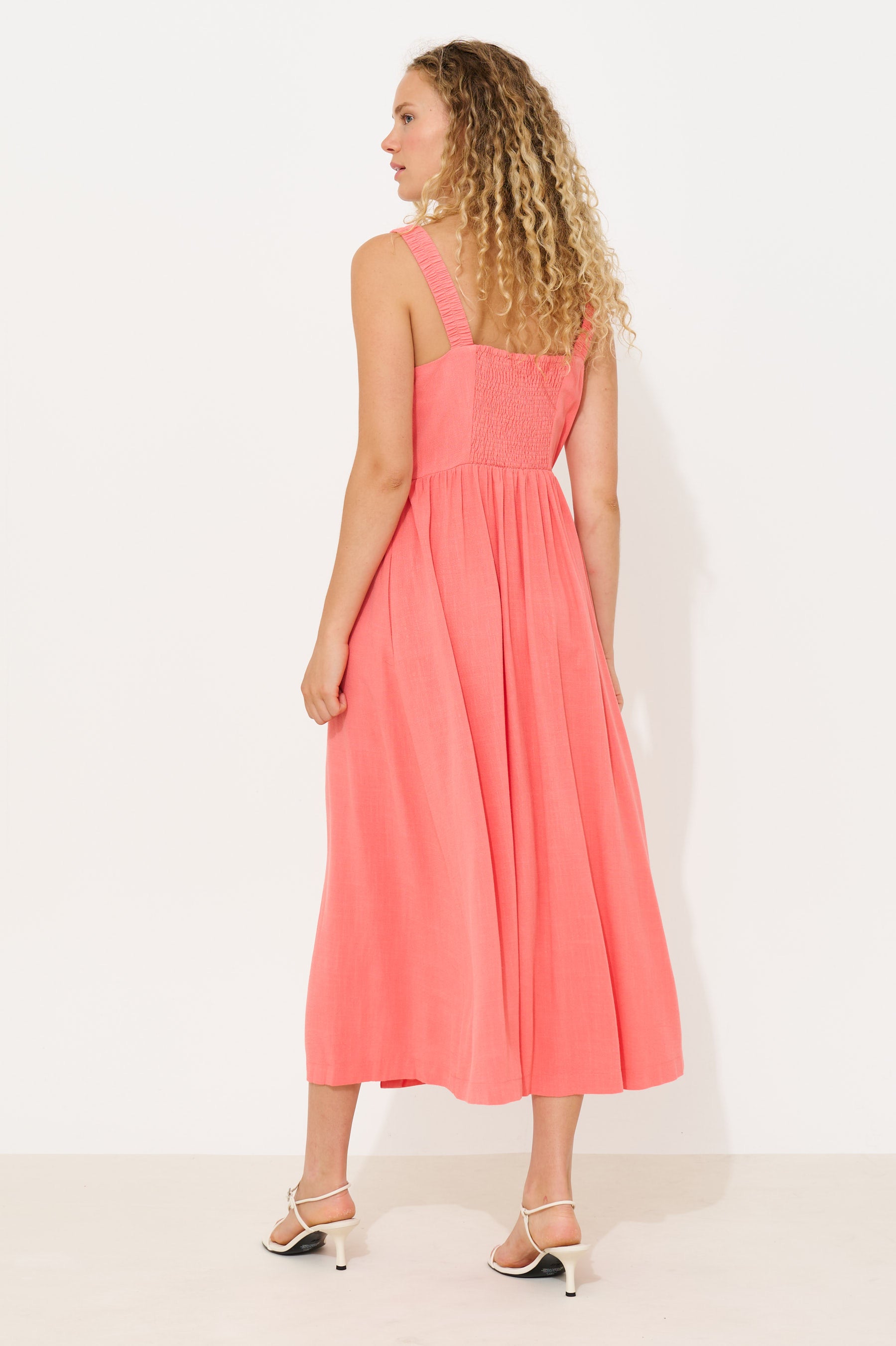 Clover Linen Mix Sundress - Coral