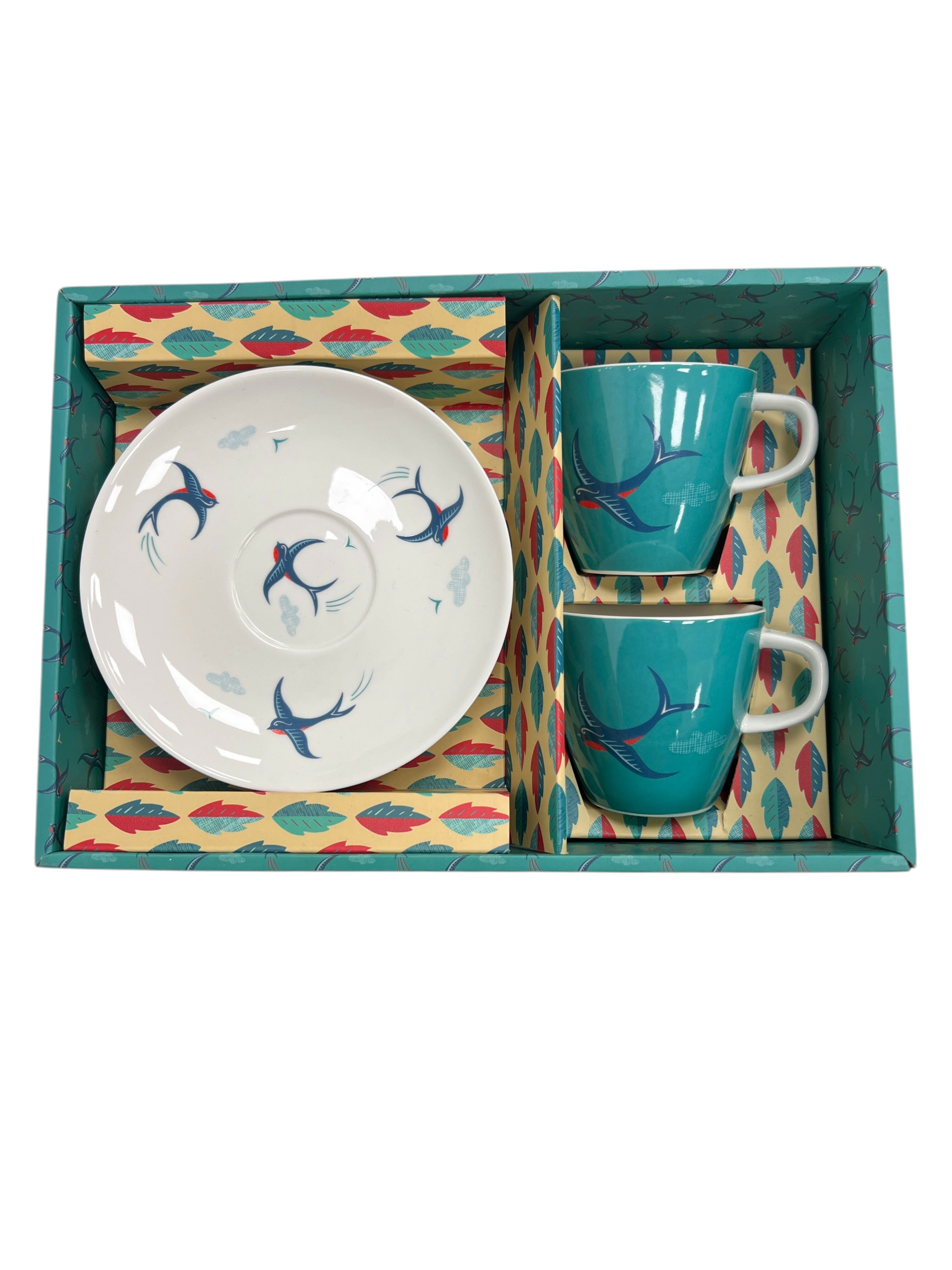 Bluebird Patterned Tea Set For Two - Styled