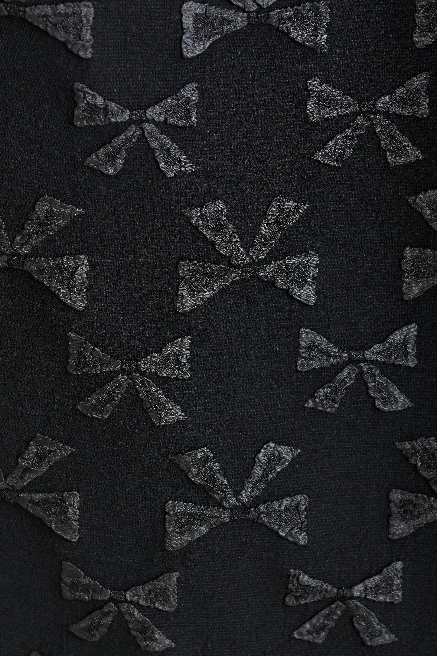 Clementine Bow Jacquard Lace Collar Long Sleeve Blouse – Black
