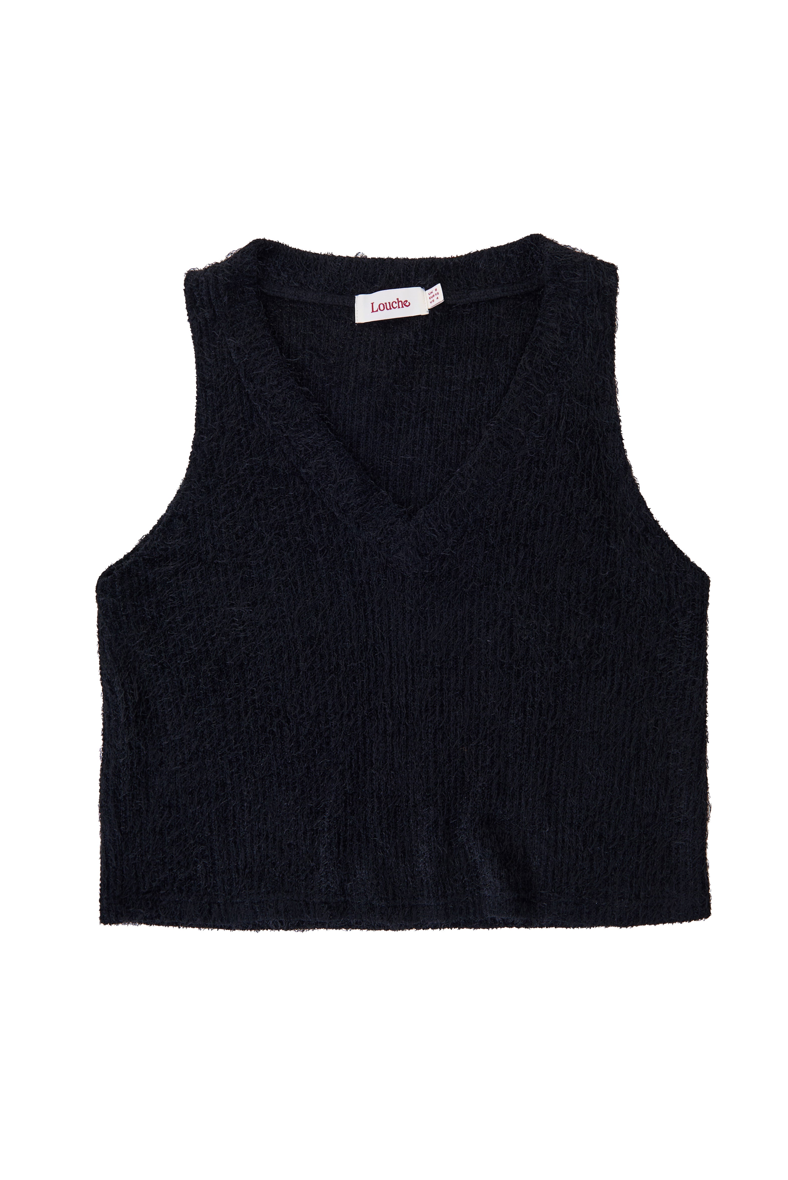 Isaac Eyelash V-Neck Tank Top - Black - Styled