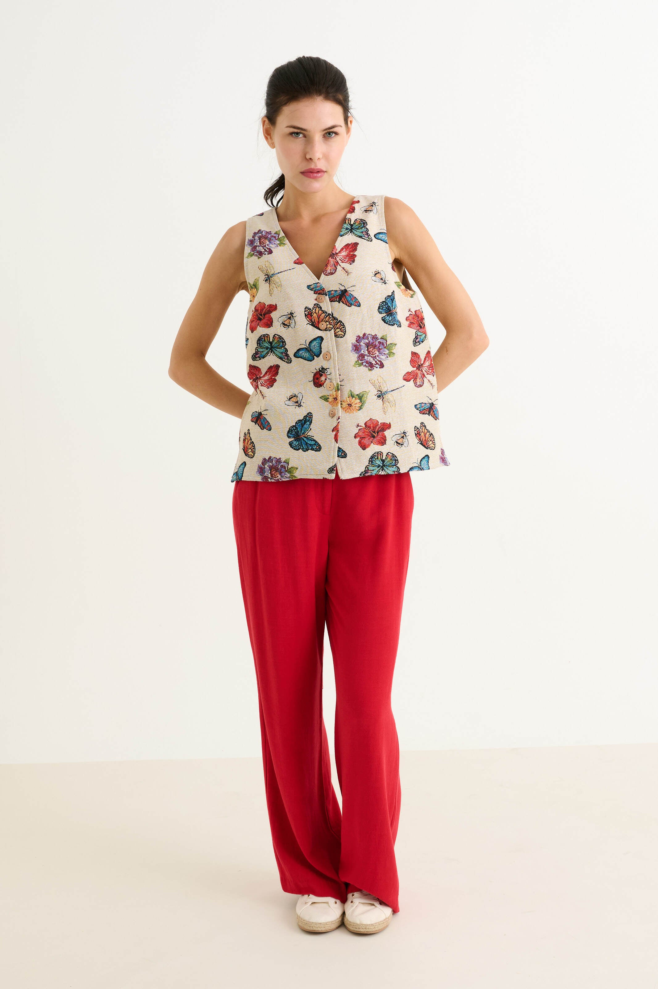 Jakson Flutter Jacquard Waistcoat - Cream