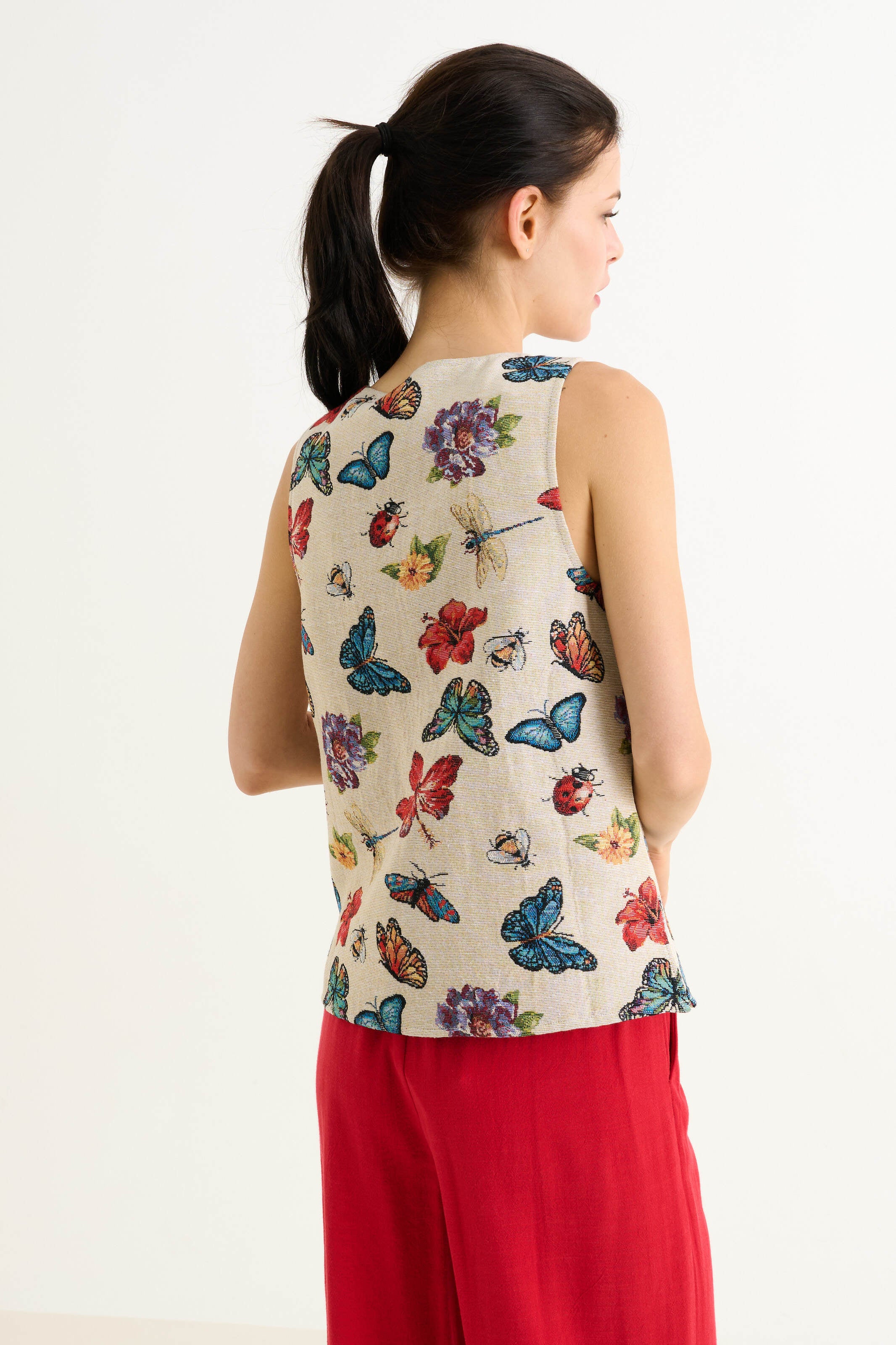 Jakson Flutter Jacquard Waistcoat - Cream