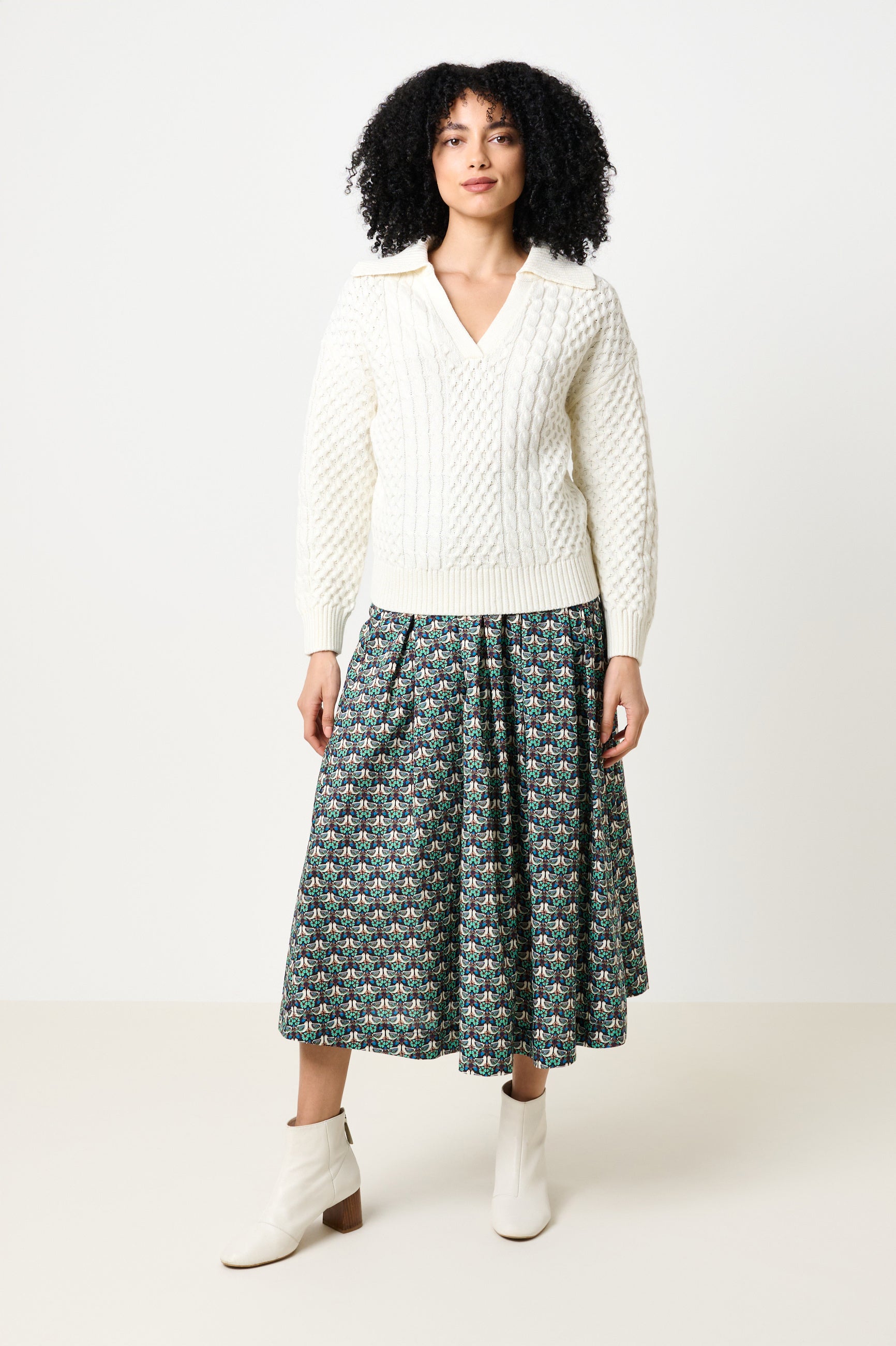 Jamie Cable Collar Jumper - Off White - Detail 2