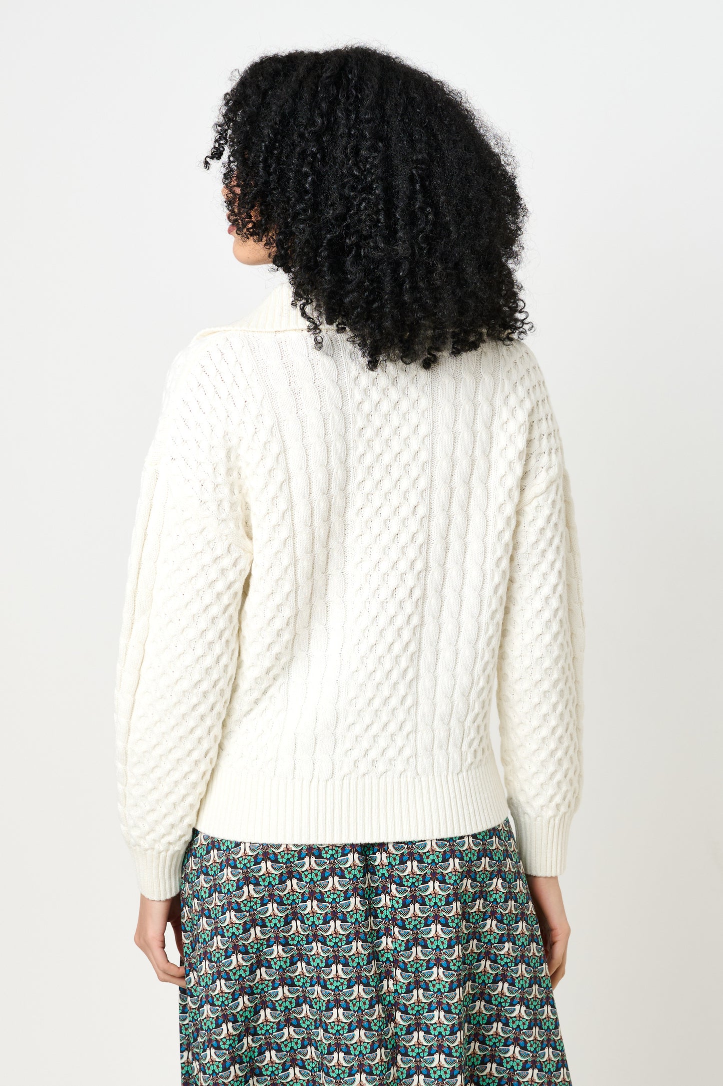 Jamie Cable Collar Jumper - Off White