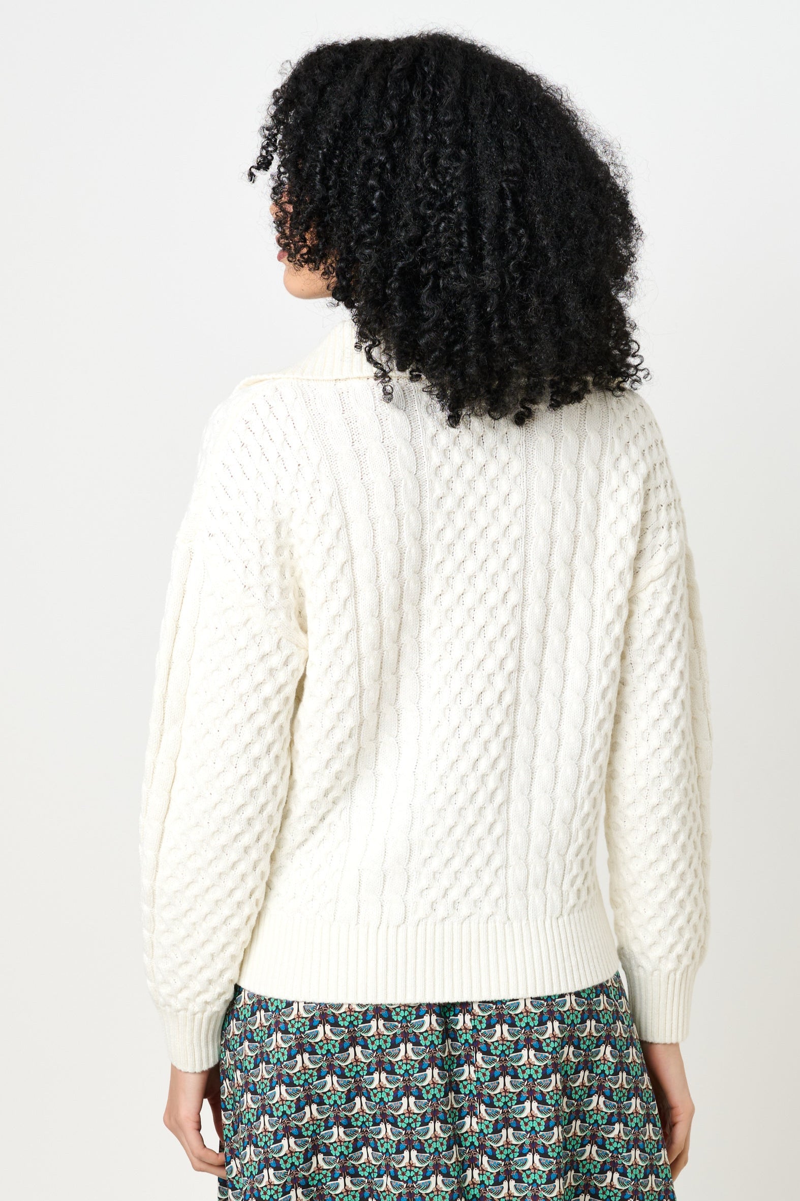Jamie Cable Collar Jumper - Off White