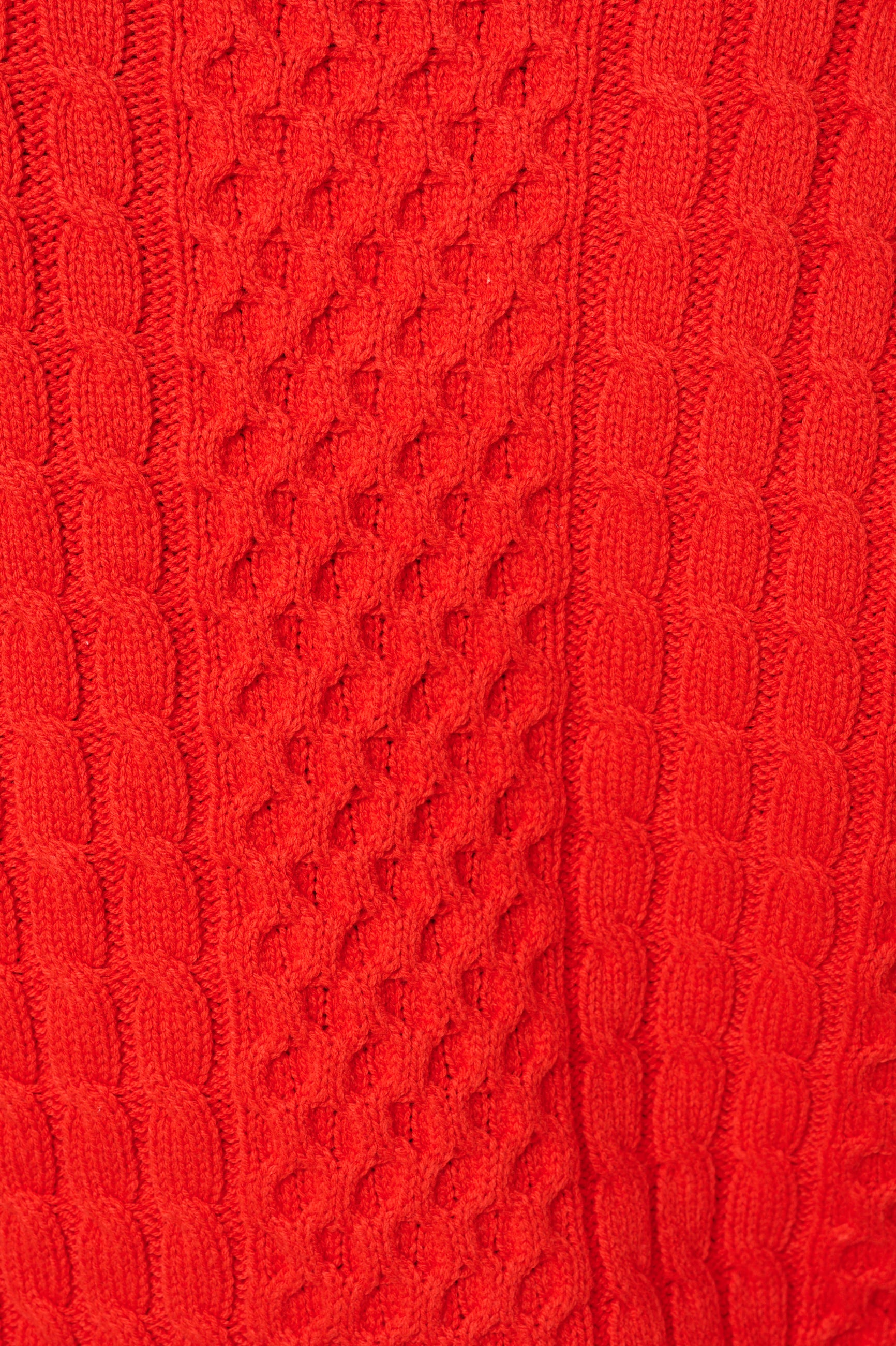 Jamie Cable Collar Jumper - Red - Detail 4