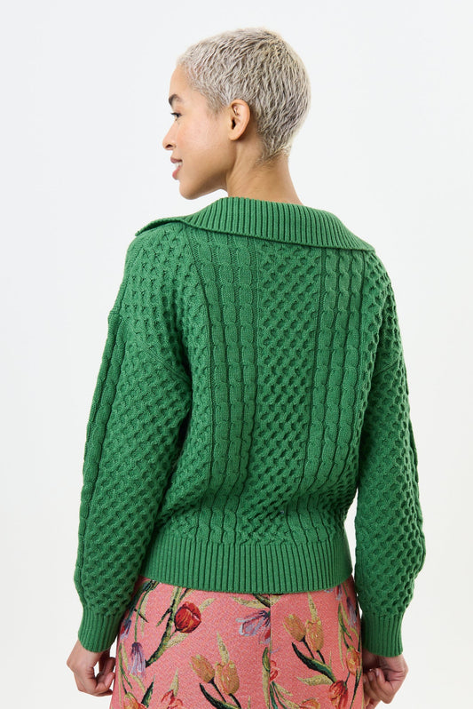 Jamie Cable Collar Jumper - Green