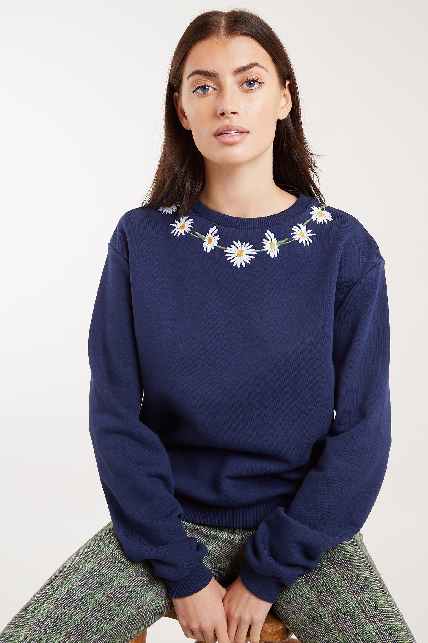 Jan Daisy Chain Sweater in Navy