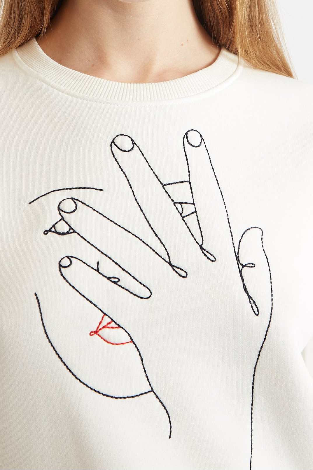 Jan Hand Off Embroidered Sweatshirt - Off White - Detail 4