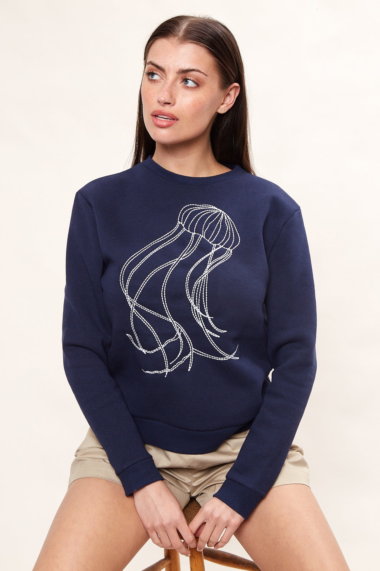 Jan Jellyfish Embroidered Navy Sweatshirt