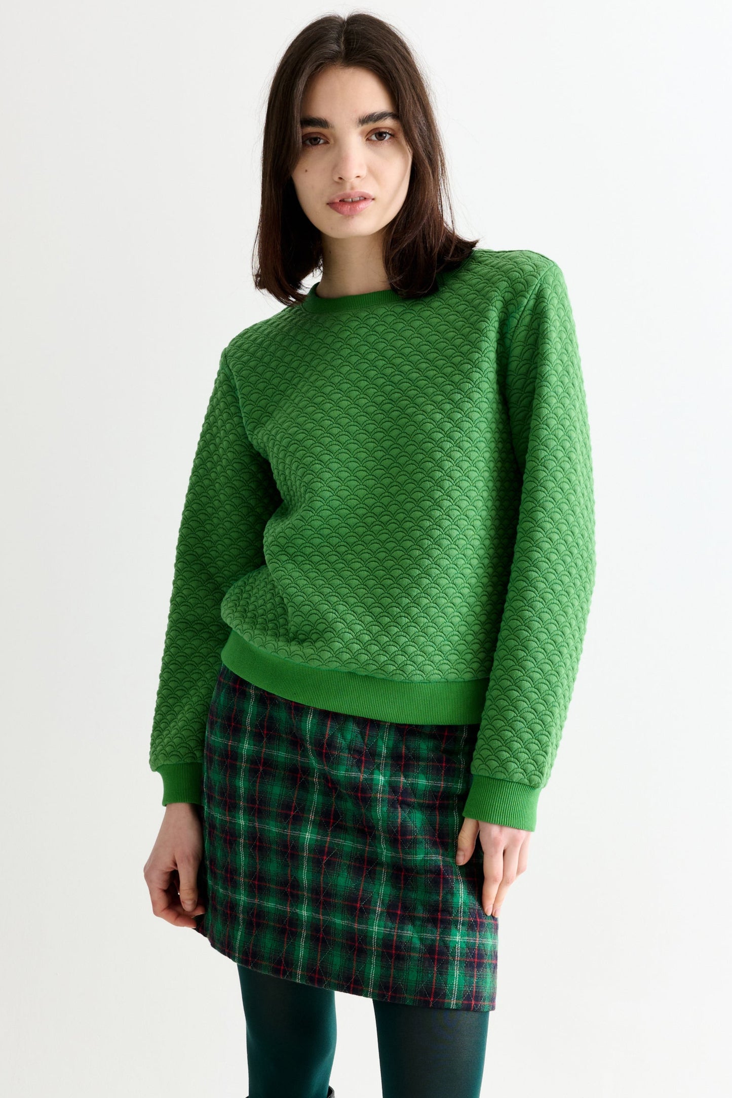 Jan Scallop Quilt Sweatshirt - Green