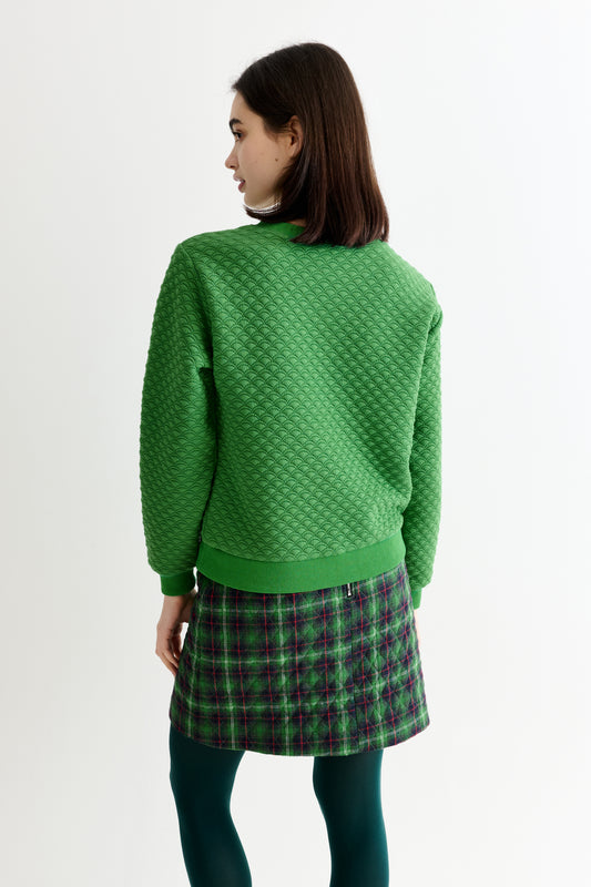 Jan Scallop Quilt Sweatshirt - Green
