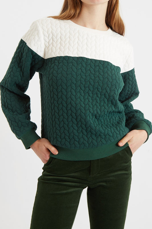 Jan 2 Colour Sweatshirt - Green and White
