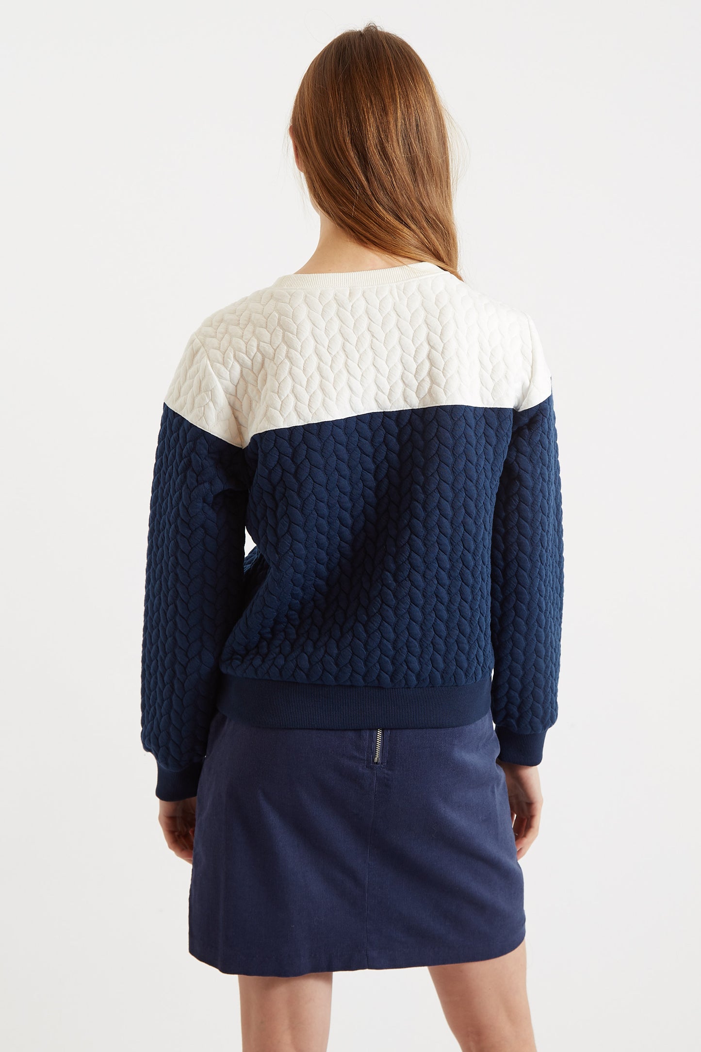 Jan 2 Colour Sweatshirt  - Navy and White