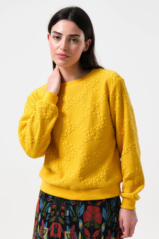 Jan Cable Quilt Sweatshirt - Mustard