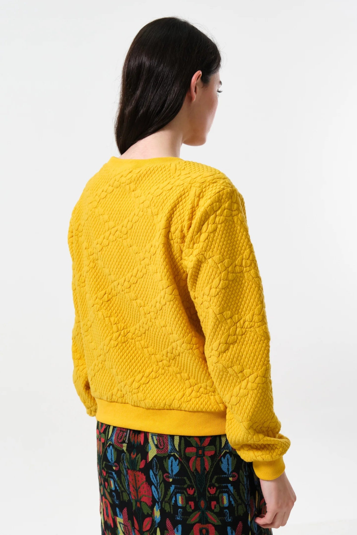 Jan Cable Quilt Sweatshirt - Mustard - Detail 1