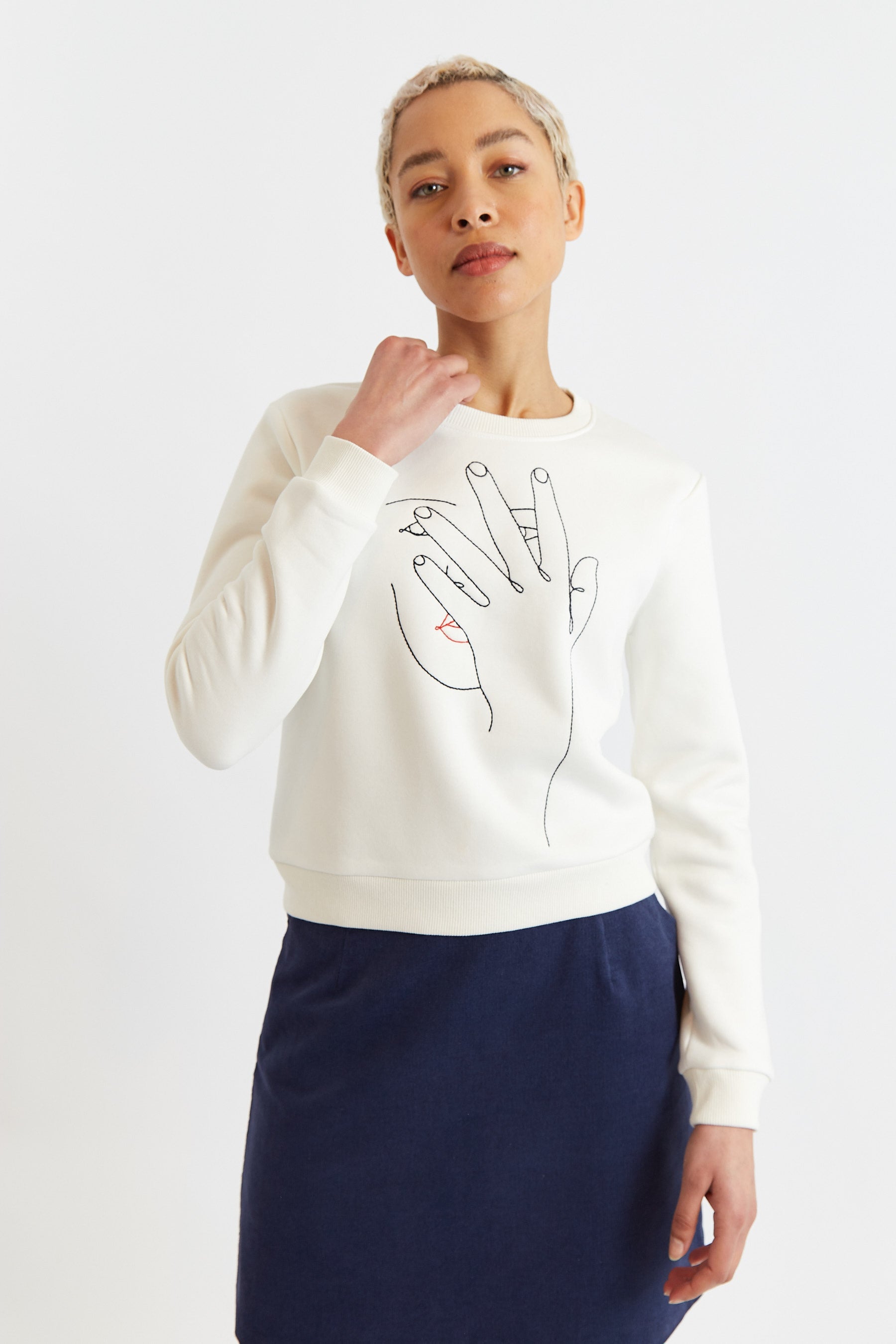 Jan Hand Off Embroidered Sweatshirt - Off White - Detail 2