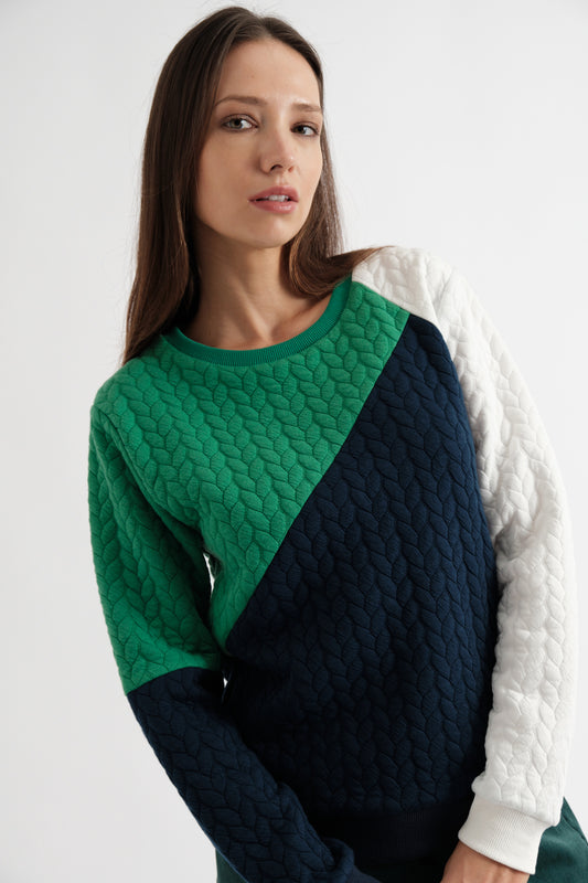 Jan Mix Match Sweatshirt in Navy and Green